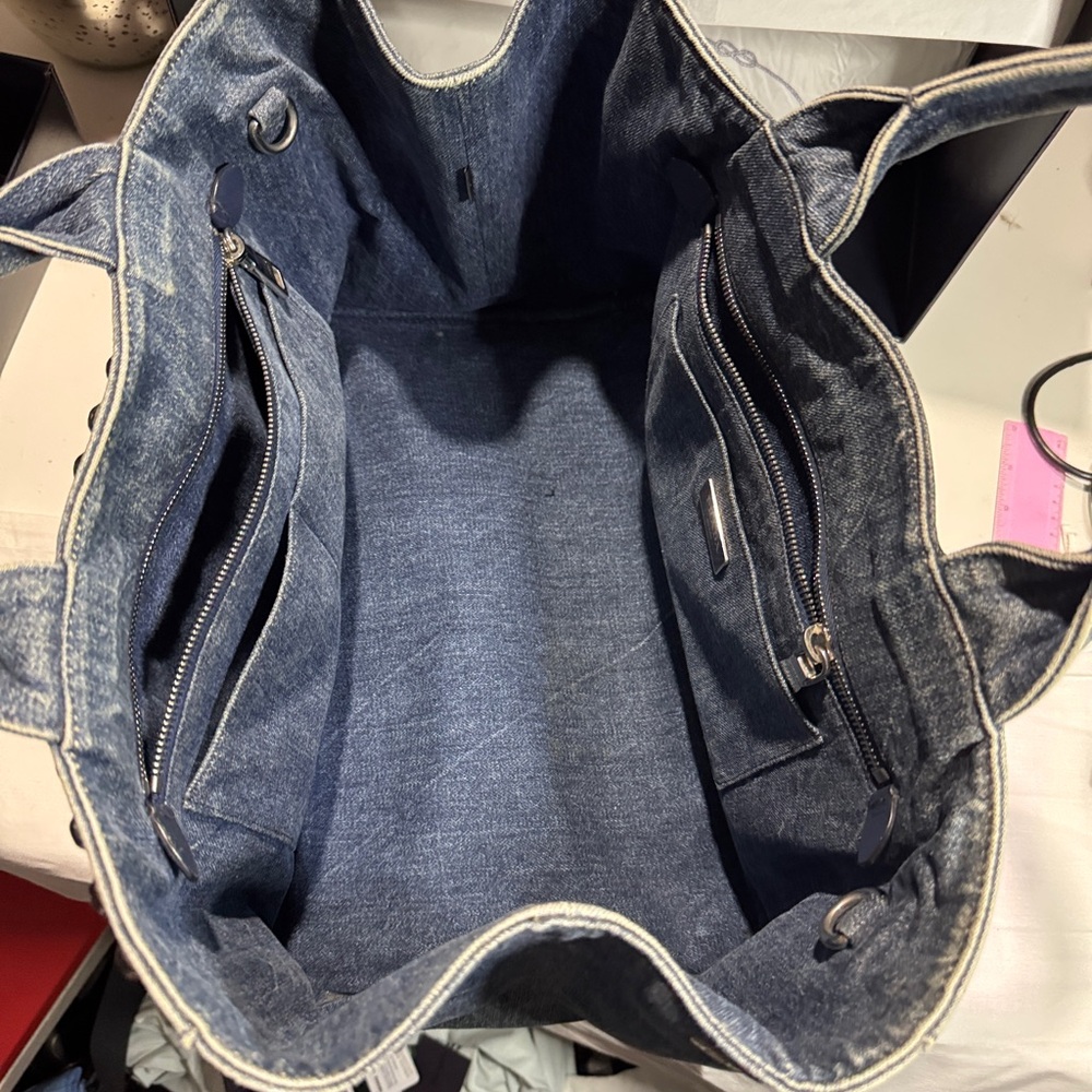 Prada Canapa studded with sparkly bling Blue Denim Studded Tote Bag - Picture 8 of 14